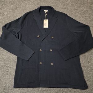OOBE Brand East Bay Cardigan Double Breasted Sweater Navy Mens XXL NWT Italy